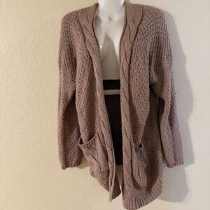 Altar'd State Taupe Cable Knit Cardigan